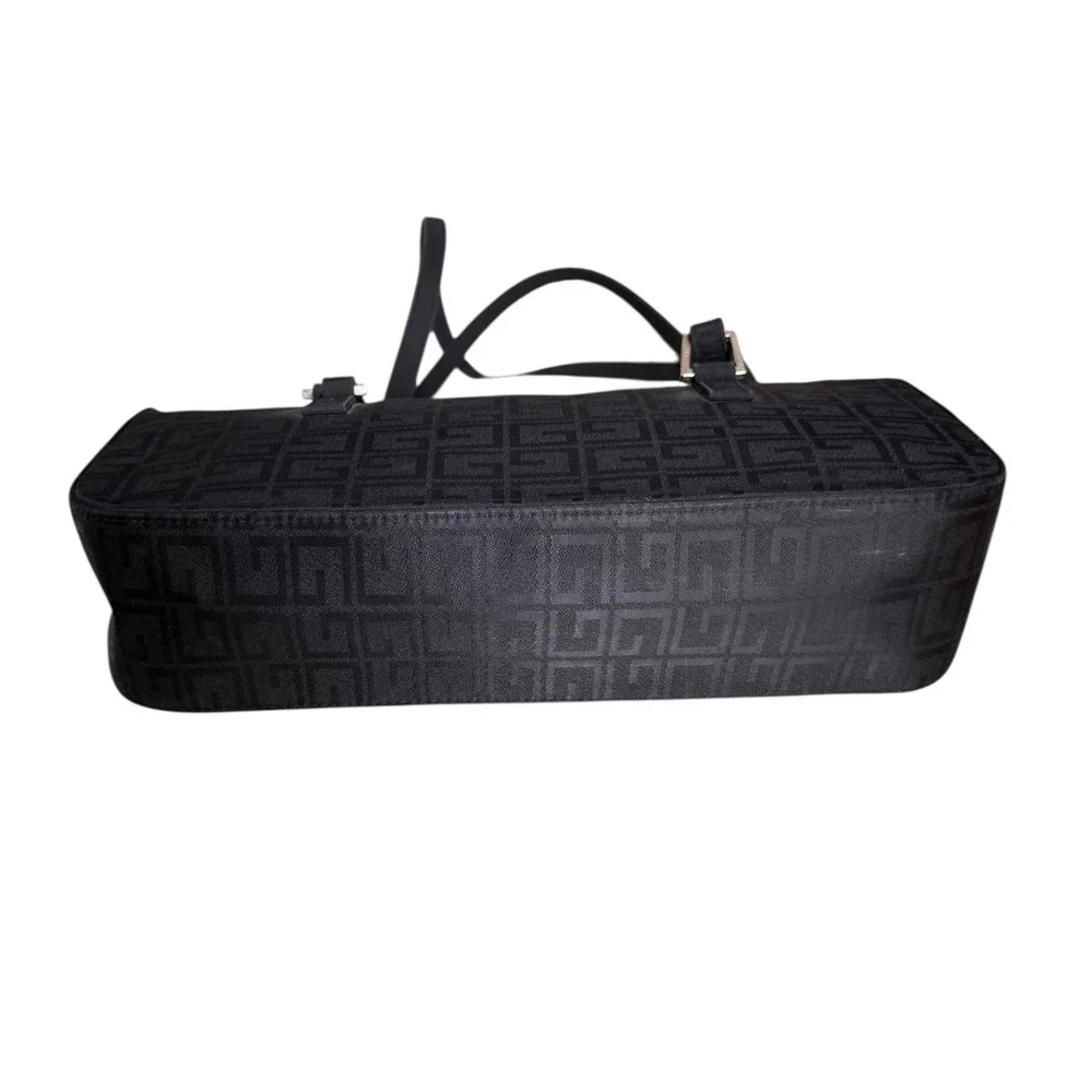 Vintage G Black Monogram Shoulder Baguette Style Purse Zipper Closure Womens Y2K